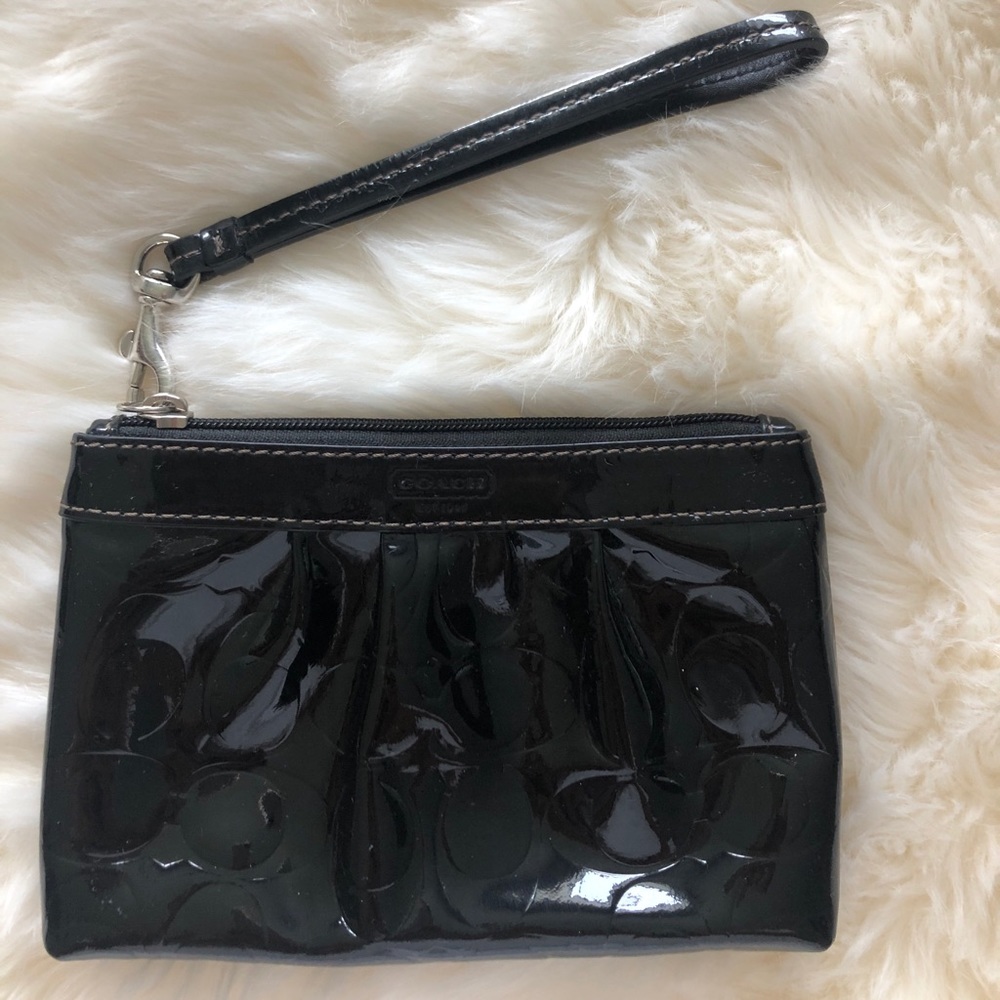 Black Patent Leather Coach Wristlet
